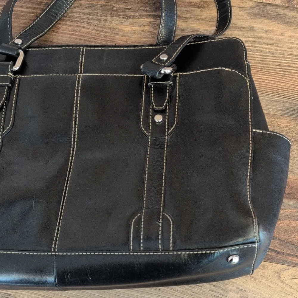 Fossil Large Heavy Black Leather Laptop Tote Office Travel Bag          C279 - Picture 14 of 16